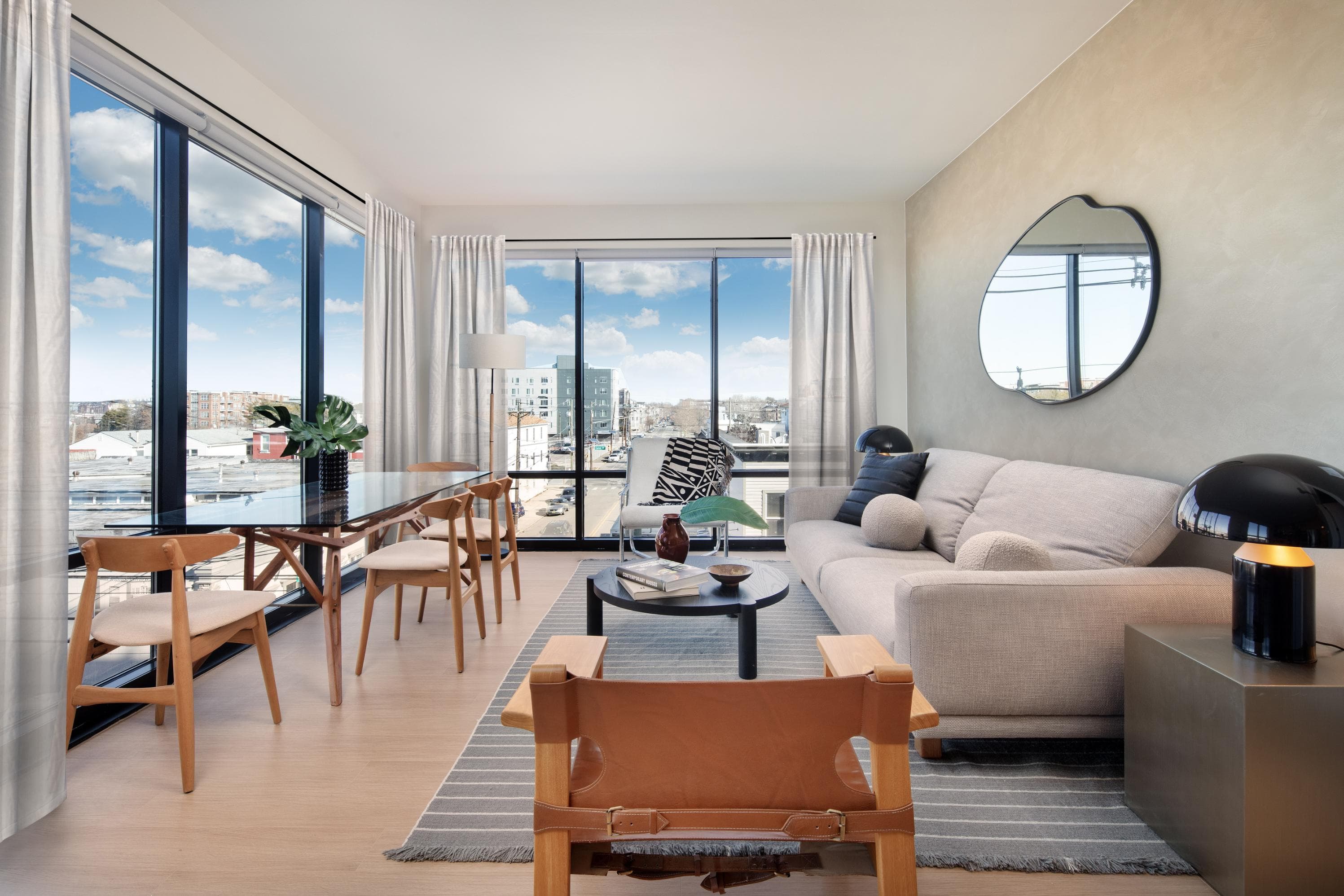 Living room with floor-to-ceiling windows